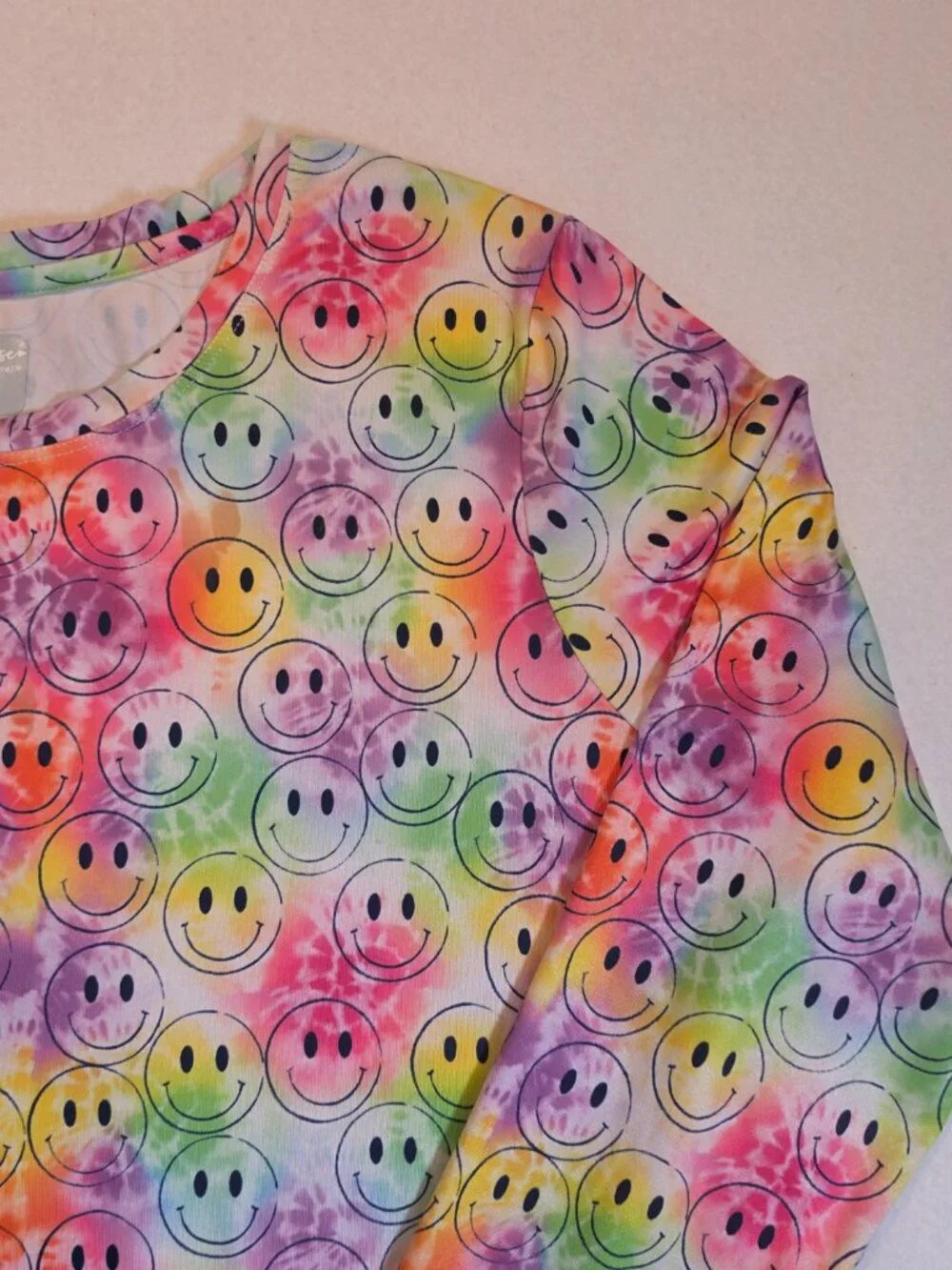 Ava Therese Smiley Face Tie Dye Long Sleeve Plus Size Top 2XL
